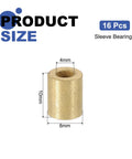 Diagram of self lubricating sintered bronze sleeve bearing kit with 4mm bore, 8mm OD, 10mm length, 16 pieces, high friction use.