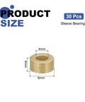 30 Pieces Sintered Bronze Sleeve Bearings With 4mm Bore 8mm Outer Diameter And 4mm Length Self Lubricating Bushings product image
