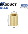 20 Pcs Sintered Bronze Sleeve Bearings 5mm Bore 8mm OD 10mm Length Self Lubricating High Temperature Resistant Bushings