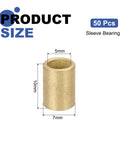 50 Pcs Self Lubricating Sintered Bronze Sleeve Bearings With 5mm Bore 7mm OD And 10mm Length for precision machinery.