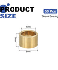 50 Pcs Sintered Bronze Sleeve Bearings Set With 6mm Bore 8mm OD And 5mm Length Self Lubricating Low Friction Bushing Product Size Diagram