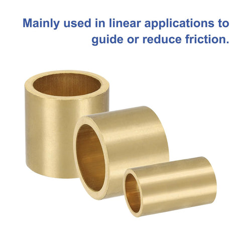 Three self-lubricating sintered bronze sleeve bearings for 6mm bore, showcasing linear applications for reducing friction.