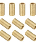 10 sintered bronze sleeve bearings, 6mm bore, 10mm OD, 20mm length, laid out for display showcasing self-lubricating design.