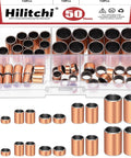 50 Pack Sleeve Bearings Set Five Sizes Oil Free Self Lubricating Sintered Bronze Bushings For Machine Shaft Use With Storage Box