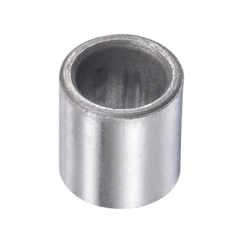Close-up of a self-lubricating sleeve bearing, sintered iron, 10mm bore, 14mm diameter, 15mm length, maintenance-free, corrosion resistant.