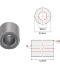 Self-Lubricating Iron Sleeve Bearings 8mm Bore 14mm OD 12.5mm Length Set Of 12 Sintered Bushings, technical diagram view