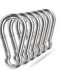 Heavy Duty 304 Stainless Steel Spring Snap Hooks Set Of Six Four Inch Large Clips With Three Eighth Inch Opening