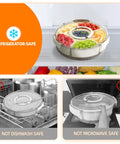 Six Compartment Divided Serving Tray With Lid And Handle Portable Stackable Snack Box in refrigerator, not safe for dishwasher or microwave