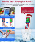 All In One Hydrogen Water Tester Must Have With Digital ORP Meter And 6 In 1 PH TDS EC H2 Temperature Monitor in use