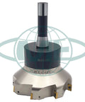 Six Inch 90 Degree Indexable Face Mill With R8 Arbor And Eight APKT1604 Inserts Included For Steel Cutting, 8 Flutes, 1.5 Inch Mounting Bore, Beefy Carbide Cutter CME