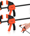Six Inch Mini Bar Clamps 2 Pack For Woodworking And Home Projects, Quick Release F Clamp With 75 Lbs Clamping Power, Durable Metal Ratchet