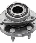 Front view of Six Lug Wheel Bearing Hub Assembly Front And Rear Fitment Replaces 513277 for Buick Enclave Chevy Traverse GMC Acadia Saturn Outlook ABS Encoder 6 Bolt 1Pcs metal component.