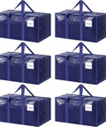 Six Pack Extra Heavy Duty Large Moving Bags With Strong Zipper And Comfortable Handles, 23 Gallon Capacity, 29 Inch Long By 14 Inch Wide By 13 Inch High