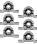 Front view of Six Pack KP000 10mm Pillow Block Bearing Self Aligning Mounted Flange Zinc Alloy Base for machinery use