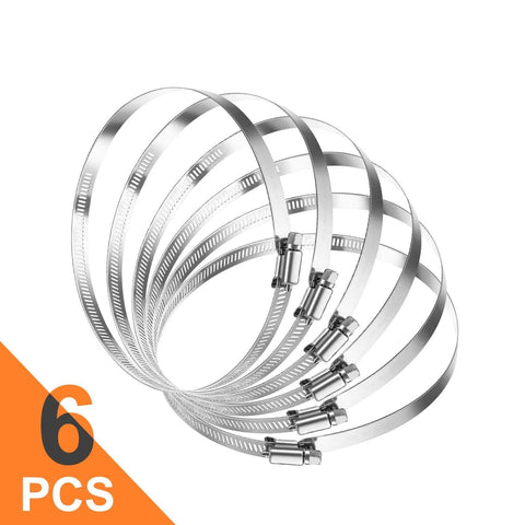 Three Inch Hose Clamp Adjustable 304 Stainless Steel Duct Clamps Six Pack Worm Gear Adjustable Pipe Clamp From Fifty Nine Millimeter To Eighty Two Millimeter For Automotive Mechanical And Agricultural Use