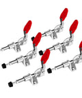 Six Pack Toggle Clamp Set With 100 Lb Holding Power featuring red handles in a push pull quick release design for woodworking and CNC projects