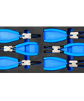 Six Piece 7 Inch Snap Ring Pliers Set With 0 Degree 45 Degree And 90 Degree Angled Jaws For Internal And External Retaining Rings, in tray