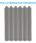 Low Temperature Welding Rods Six Piece Set For Aluminum Stainless Steel Copper Iron Multipurpose Repair Rods shown in a row