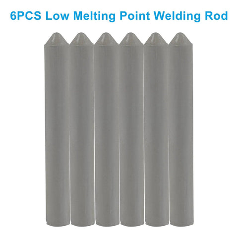 Low Temperature Welding Rods Six Piece Set For Aluminum Stainless Steel Copper Iron Multipurpose Repair Rods shown in a row