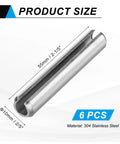Six-Piece Slotted Split Roll Pins Set For Secure Fastening In Machinery And Automotive Projects, 10 Mm Diameter And 55 Mm Length, Steel Spring Tension Dowels With Silver Finish, Durable, DIY Friendly For Cars, Trucks, Boats, Equipment And Fixtures