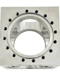 Pro Grade Six Way Vacuum Chamber Flange Cube Flange in 304 Stainless Steel with Sixteen M8 Bolt Holes and Six Channel Pipeline Connector