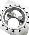 Pro Grade Six Way Vacuum Chamber Flange Cube Flange In 304 Stainless Steel With Sixteen M8 Bolt Holes And Six Channel Pipeline Connector