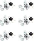 Six durable zinc alloy cam locks with 3/4 inch threads and keys for secure, corrosion-resistant cabinet and drawer protection.