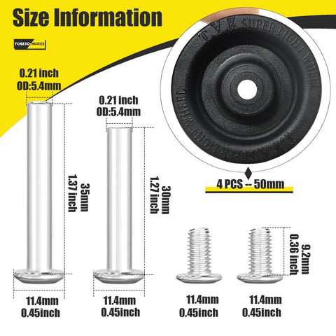 Size information for 2 Inch Wear Resistant Mute Luggage Replacement Wheels Set with 4 Rubber Swivel Casters.