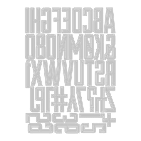 Alphanumeric Emporium Thinlits Die Set 41PK Pack For Crafting Bold Letters And Numbers With Tim Holtz Sizzix Dies, white background