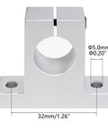 Heavy Duty 4 Pack SK10 Aluminum Linear Motion Rod Supports And Rail Shaft Guides For 10mm Diameter Shafts front view