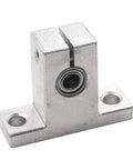 Front view of SK10 linear rail shaft clamping guide support for CNC with 5mm bore bearing, fits 10mm shaft, easy install and precise alignment.