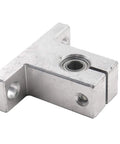 2 Pack SK10 Linear Rail Shaft Clamping Guide Support with 5mm Bore Bearing for 10mm Shaft in silver, angled view