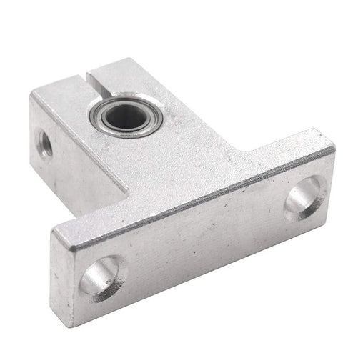 Front view of 2 Pack SK10 Linear Rail Shaft Clamping Guide Support for CNC, featuring 5mm bore bearing and 10mm shaft fitment.