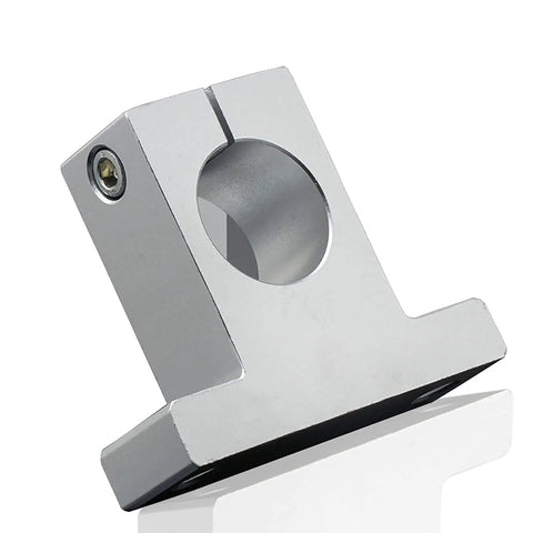 Close-up of SK10 fixed shaft support from Two 10mm 600mm Chrome Plated Linear Shaft Rods With Four SK10 Fixed Shaft Supports And Four SCS10UU Pillar Block Bearings A Complete Linear Motion Kit For 3D Printers CNC DIY Projects And Pro Builds.