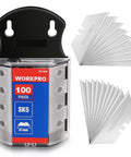 SK5 Steel Utility Knife Blades 100 Pack With Dispenser for Standard and Fixed Knives, product front view.