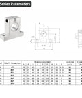 Diagram and specifications for 4PCS SK8 Aluminum Linear Shaft Rail Supports for 8mm 0.31in Rods.