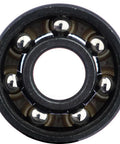 Close-up of a High Performance Skate Bearing with diamond polished raceways, USA-made, for smooth spins with Stackz Graphflo lubricant.