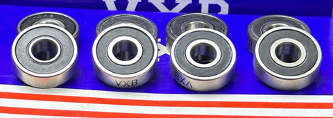 High Precision 8-Pack Skateboard Si3N4 Ceramic ABEC-7 Ball bearings angled view showcasing stainless steel construction.