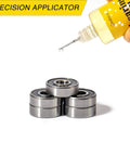 Premium 1 Ounce Skateboard Bearing Lubricant High Grade Bearing Oil For Longboards Scooters And Roller Skates Ultra Smooth Lube shown with needle applicator