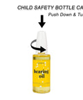 Premium 1 Ounce Skateboard Bearing Lubricant High Grade Bearing Oil with child safety cap, showing twist instructions