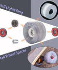 65mm By 43mm 78A Skateboard Wheel Set With 608RS Bearings Spacers Flash Core Washers And One Piece Tool For Cruiser And Street Skating Complete Kit By LONTOHCE showing installation process and components.