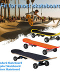 Skateboarder at park with three different skateboards: standard, regular, cruiser.