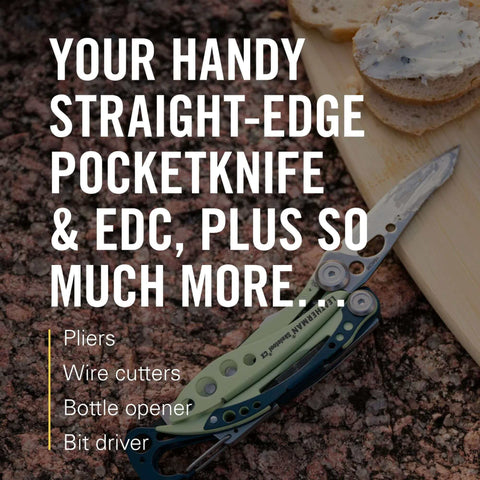 Leatherman Skeletool CX 7-In-1 Lightweight Minimalist Multi-Tool For Everyday Carry EDC on rock surface with knife blade open
