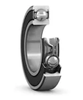 Side view of SKF 6005-2RSH/C4 deep groove ball bearing 25x47x14 with double rubber seals for industrial machinery automotive equipment.