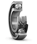 SKF 6007 RS1 C3 Deep Groove Ball Bearing with double rubber seals, side view showing internal structure and seals.