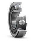 SKF Bearing 7313 BECBJ Industrial Grade Workhorse Precision Ball Bearing, side view showing metal construction and ball grooves.