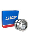 SKF NK15/20 Machined Needle Roller Bearing - 15 mm ID, 23 mm OD, 20 mm Width shown with blue SKF packaging