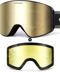 Ski Goggles Detachable Lens Interchangeable Anti Fog UV Helmet Compatible with extra yellow lens set