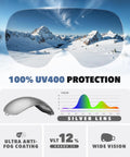 Ski Goggles OTG For Men And Women Interchangeable Magnetic Lenses UV Protection, silver lens with wide vision and anti-fog features