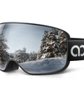 Ski Goggles With Ultra HD Lens For Clear Vision And UV Protection OTG Anti Fog showcasing landscape view reflection.